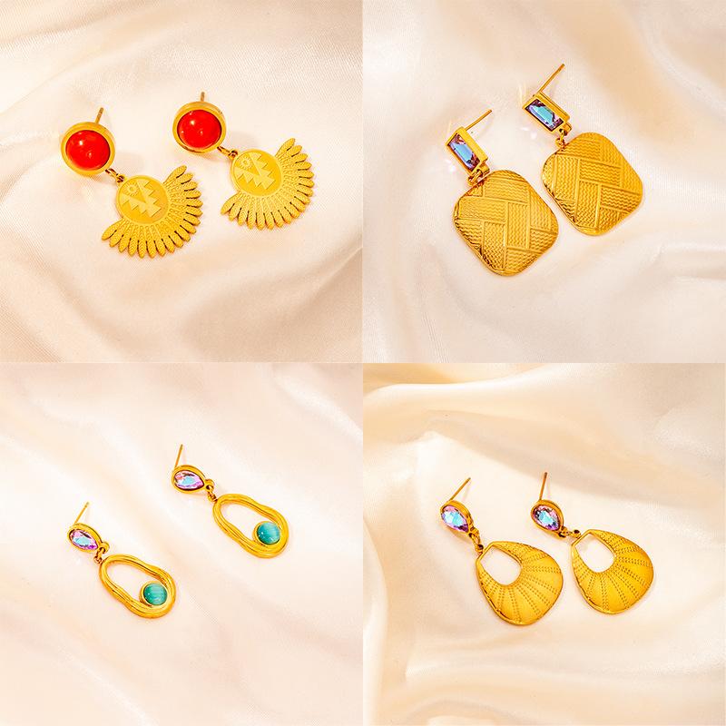 CL European And American Geometric Square Tassel Hollow Butterfly Stainless Steel Earrings