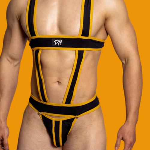 Solid-color Sexy Chic Jumpsuit With A Bulge-enhancing Thong
