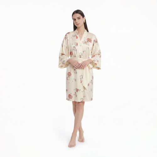 Printed Bathrobe Pajamas Womens Loungewear Nightgown