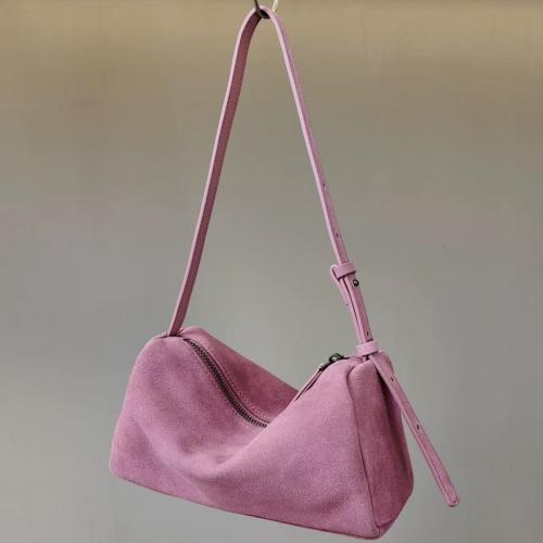 Solid-color Suede Soft-surface Versatile Womens Shoulder Bag