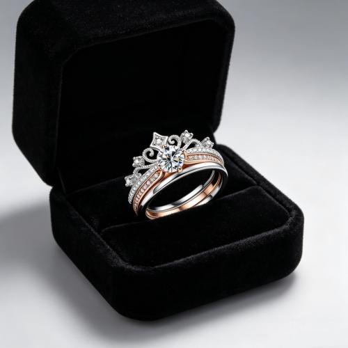 Stacked Moissanite Crown Ring