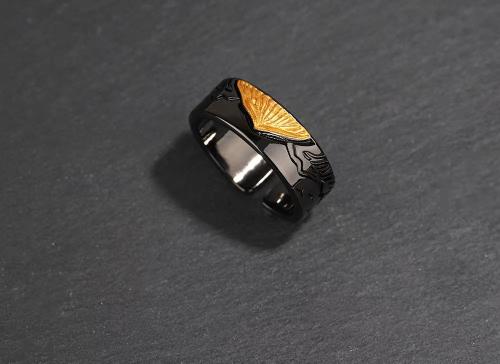 2026 New Style Ring For Men, High-End Vintage Design, Black Open Ring For Women, Black Gold Color