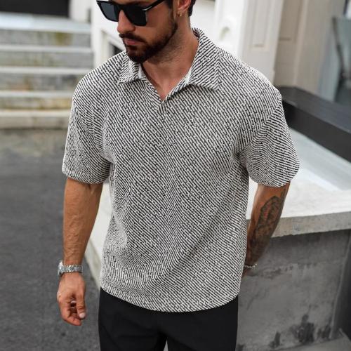 Casual Sports Thin Polo Shirt With A Turn-down Collar And Plaid Short Sleeves