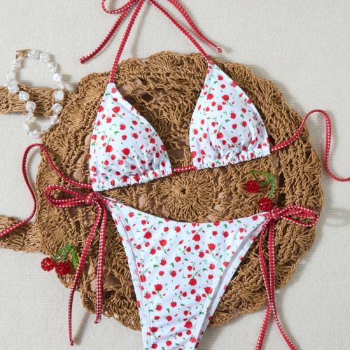 Sexy Printed Backless Lace-up Bikini For Women
