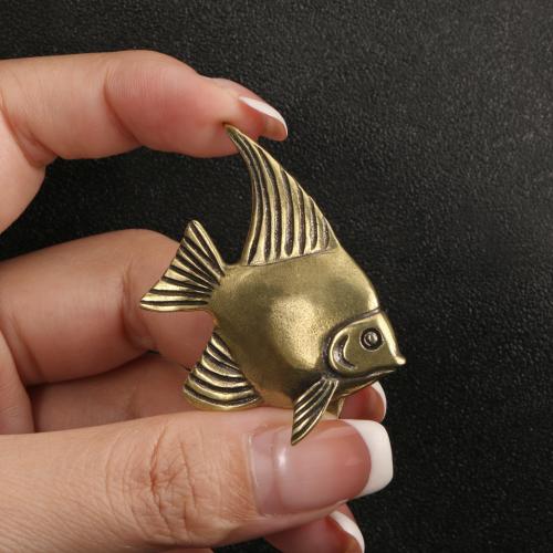 Aged Handcrafted Brass Desktop Decoration Of Mandarin Fish And Mandarin Ducks