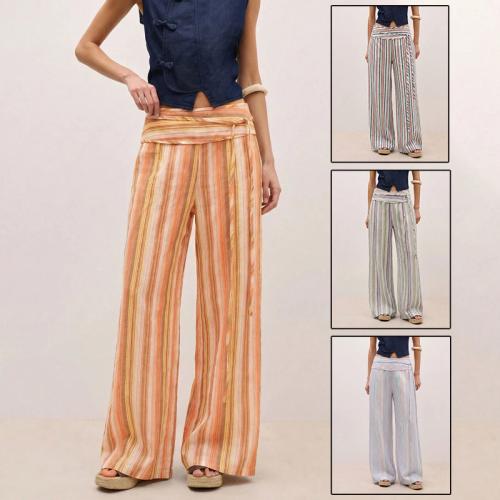 Striped Casual Pants With A Soft Relaxed Fit And Wide Comfortable Legs