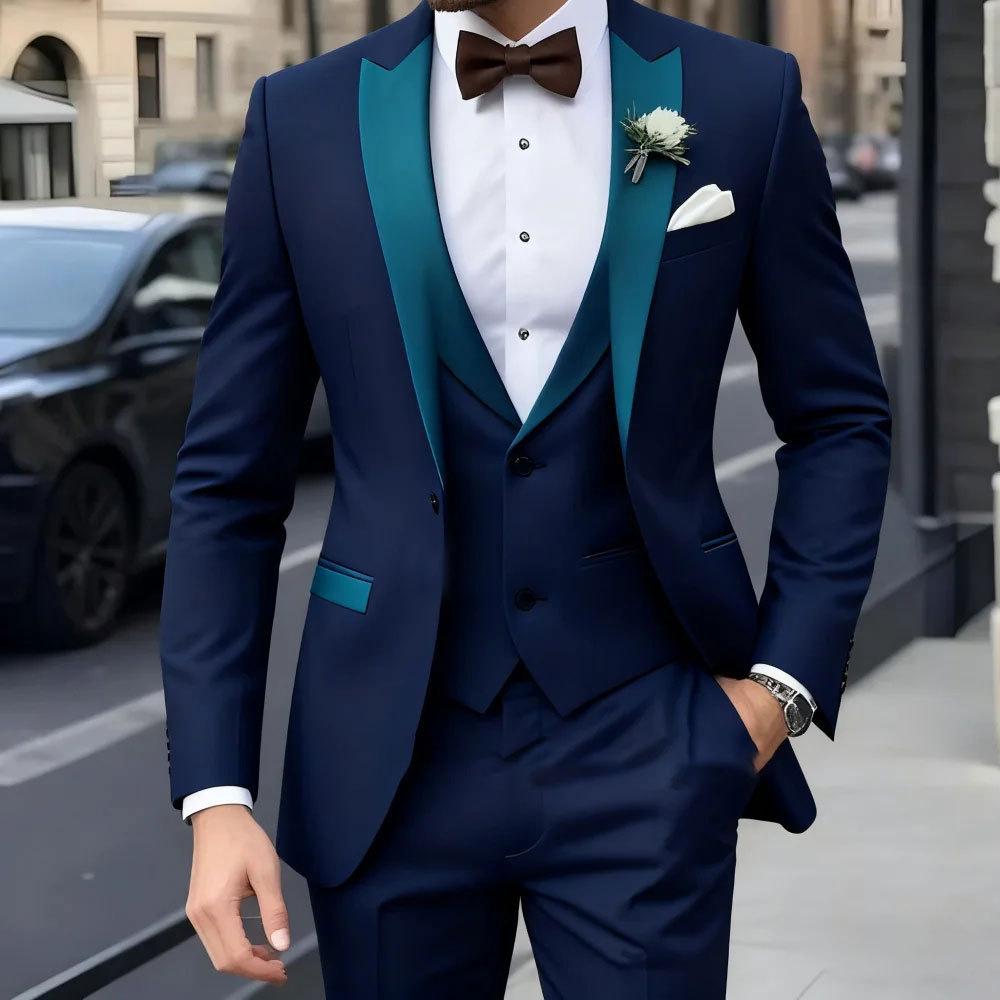 Mens Business Formal Wear Three-Piece Suit