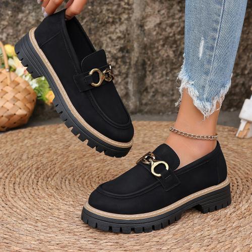 Versatile Retro Color-block Casual Chunky-heel Platform Pumps