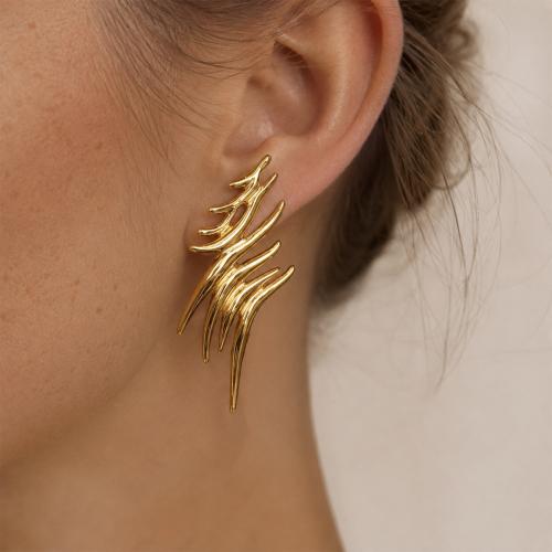 Stainless Steel Irregular Streamlined Wing Earrings