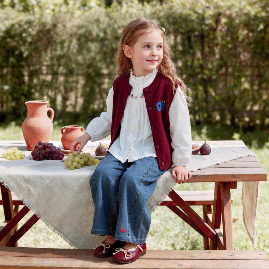 Autumn Floral And Fruit Embroidery Sweet Blouse Top