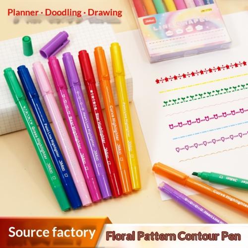 Double-headed Rollerball Pen Floral Pattern Curve