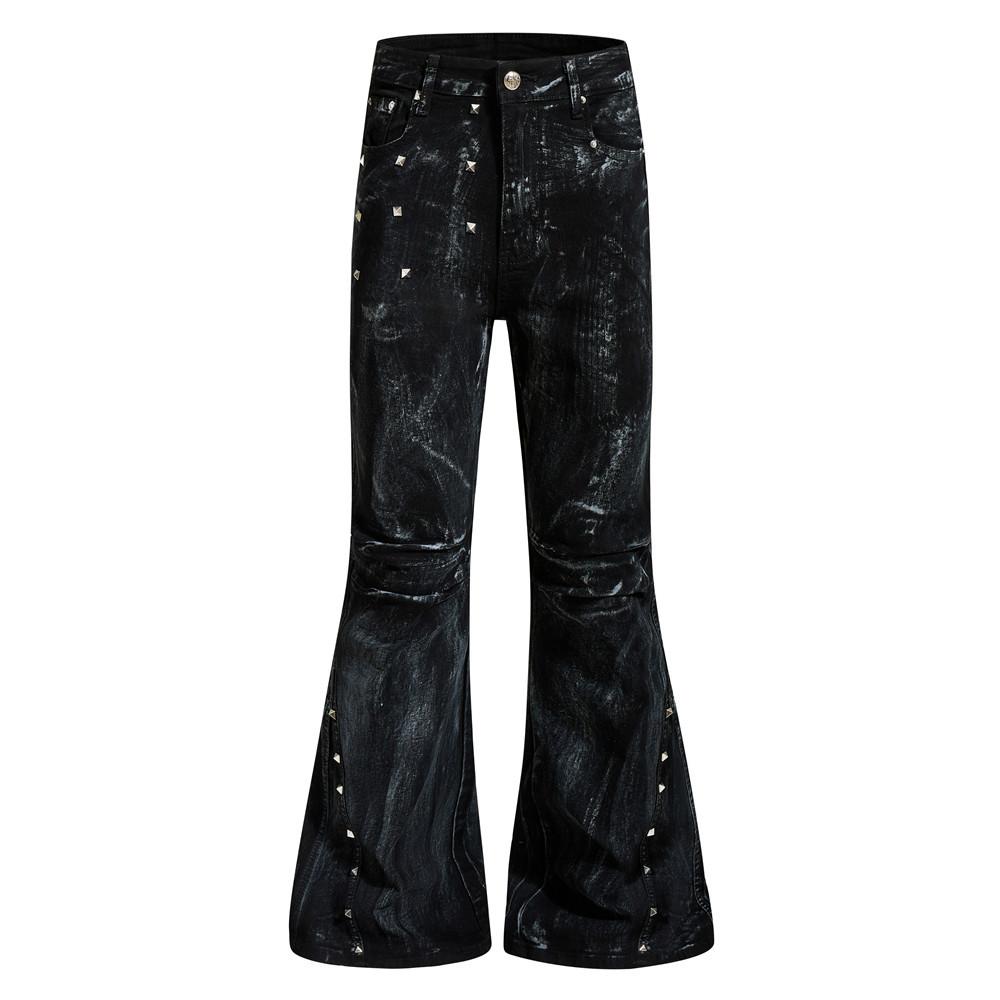 Post-apocalyptic Graffiti Splatter Flare Jeans For Men