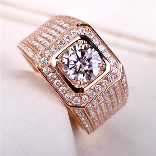 Luxury Imitation Moissanite Ring Opening 18K Rose Gold 2 Karat Diamond Ring Wide Edition Set With…