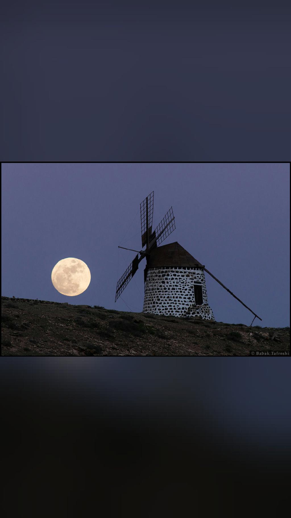 your daily awe The Windmill's Moon Seen from the Canary Island of…
