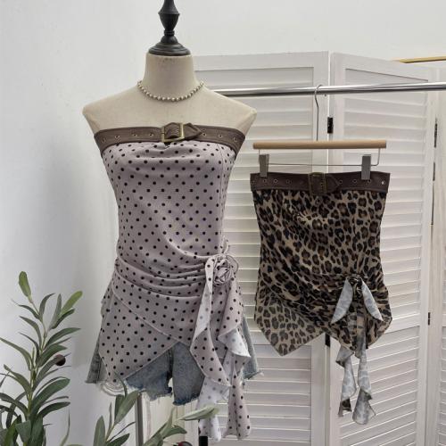 Polka-dot Mesh Crossover Asymmetrical Spicy-girl Top
