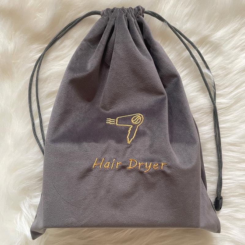 Home Hotel Flocked Fabric Hair Dryer Storage Bag
