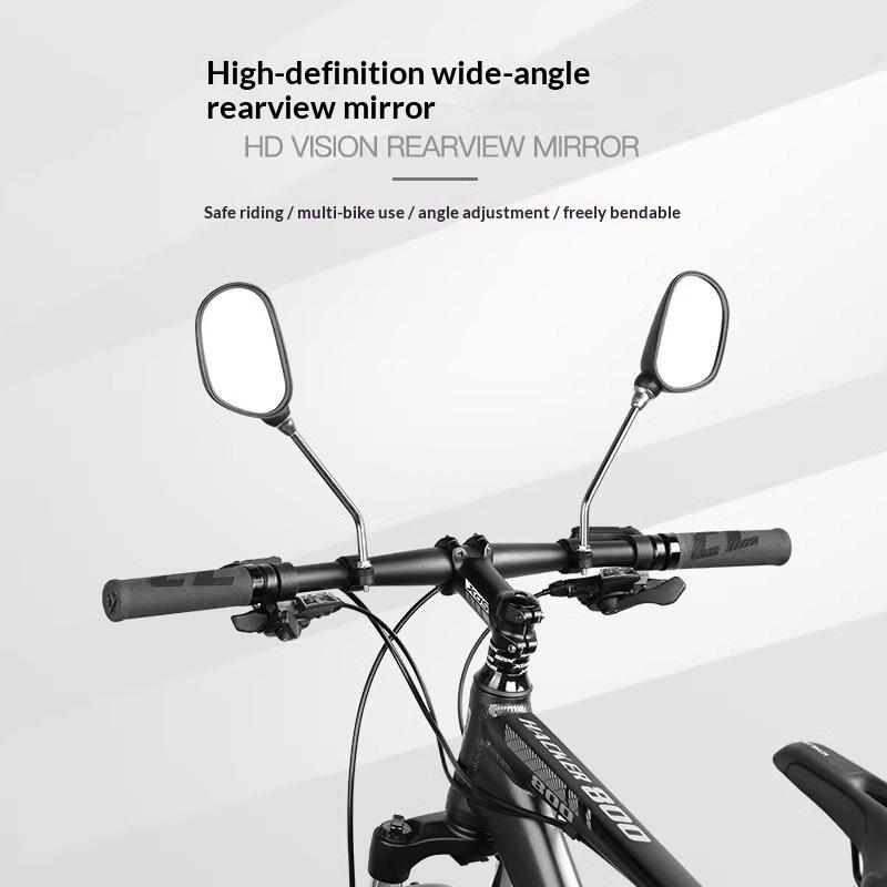 Mountain Bike Electric Vehicle Flat Rearview Mirror Reflective Long Handle Silicone