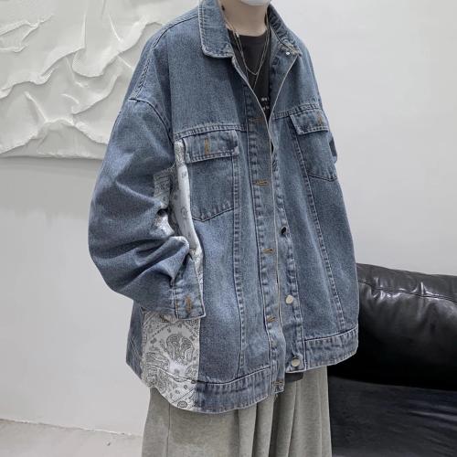 Cashew-flower Denim Jacket Mens Korean-style Jacket