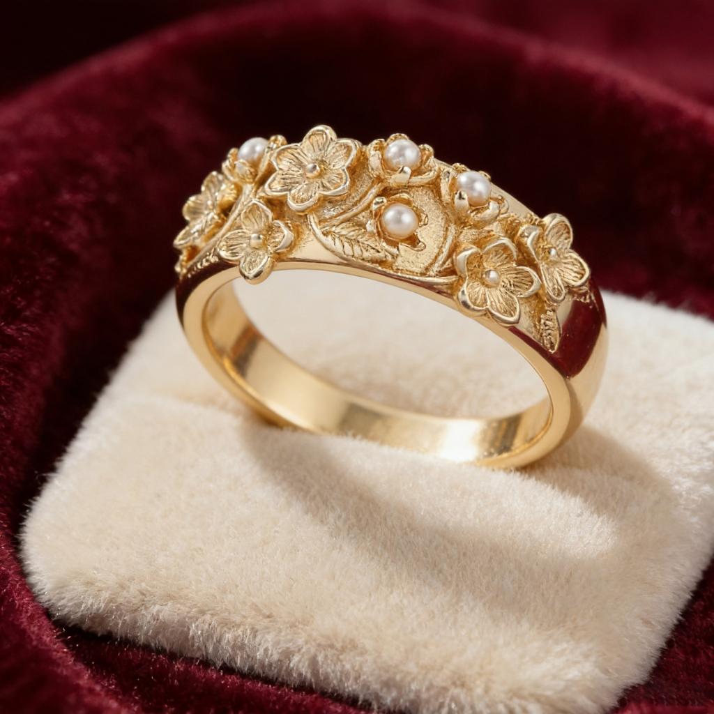 Womens Casual Rose-Flower Cluster Ring