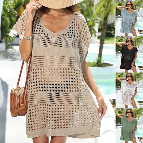Womens Hollowed-Out Bikini Cover-Up Loose-Fit Dress