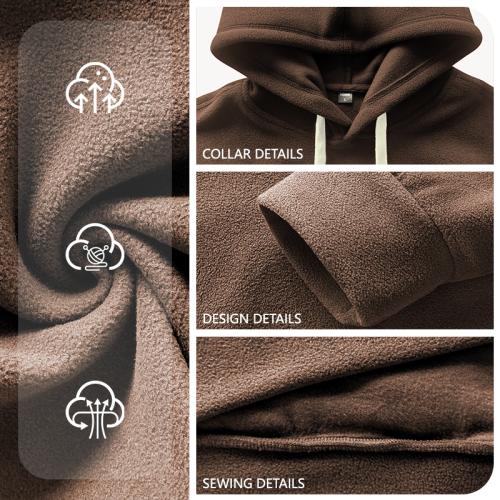 European And American Cross-border Amazon Autumn And Winter Men's Casual Sports Commuting Hoodie, Loose Fit With Pockets, Solid Color Fleece Sweatshirt For Men