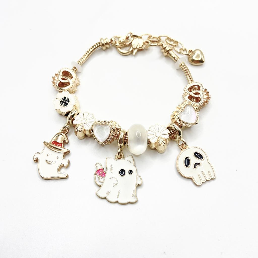 Halloween Ghost Pumpkin Oil-Dripping Beaded Bracelet