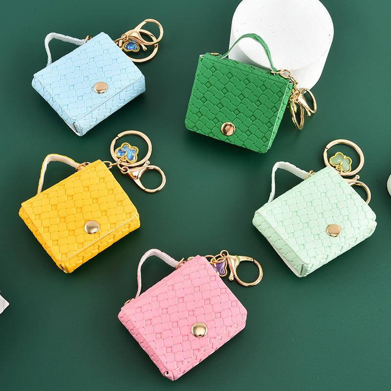 Solid Color Minimalism Leather Bag Keychain Charm