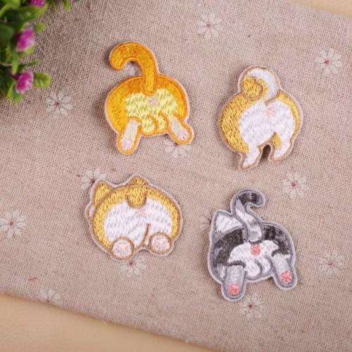 かわいい漫画の猫のシルエットパッチ、服の装飾用