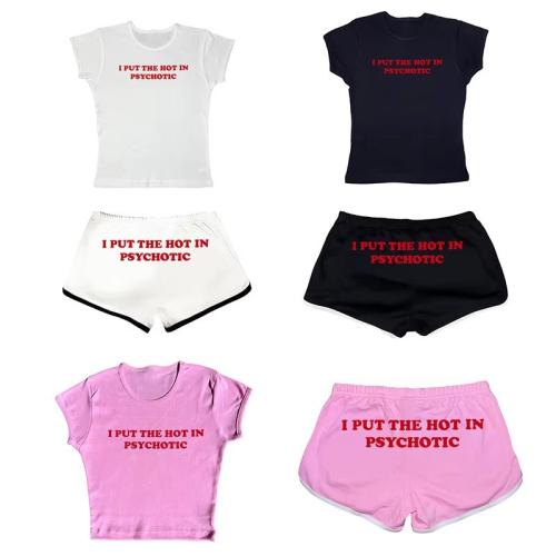 Pink Womens Casual Slim-fit Cropped Top And Shorts