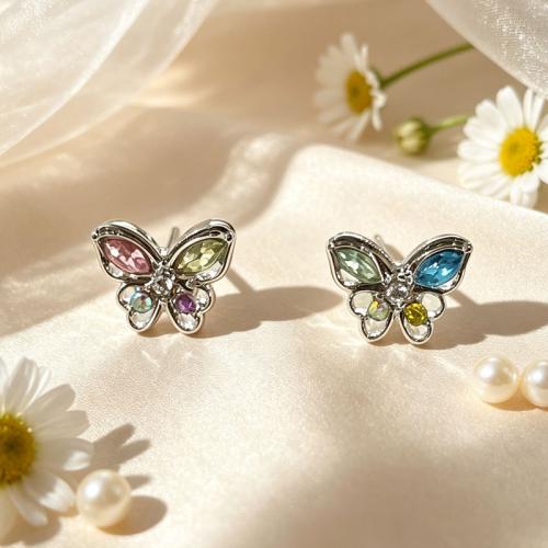 Dreamy Colorful Diamond Dopamine Butterfly Earrings