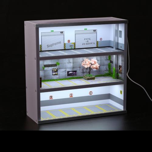 Three-story Car Model Small-scale Scene Parking Garage Storage Cabinet