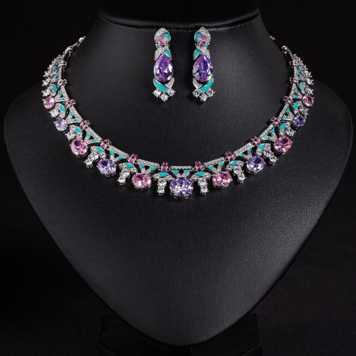 Cross-Border Same Price Necklace Irregular Pink Luxury Oil Dripping Craft High-End Women's Evenin…