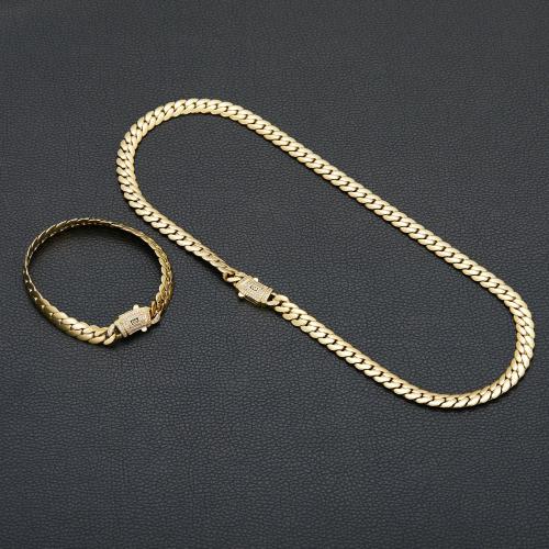 Stainless Steel Encrypted Drill-clasp Necklace Or Bracelet Set - Minimalist Fashion Jewelry For C…