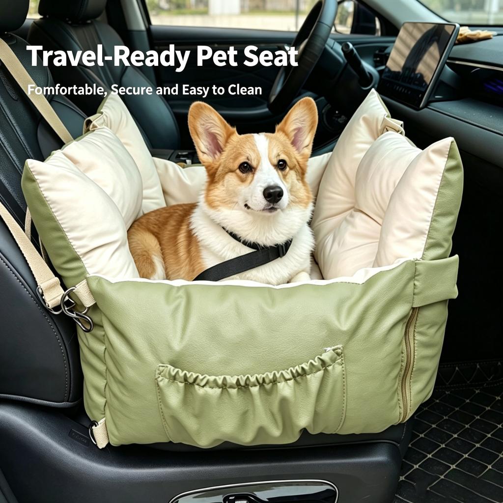 Waterproof Dog Car Seat Bed 2 In 1 Convertible Pet Travel Carrier Safety Booster Seat With Storag…
