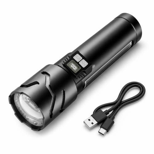 Rechargeable White Laser Battery Display Power Bank Function LED Flashlight F450 Portable Torch L…