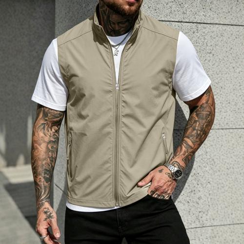 Men's Lightweight Breathable Vest With Zipper And Stand-Up Collar