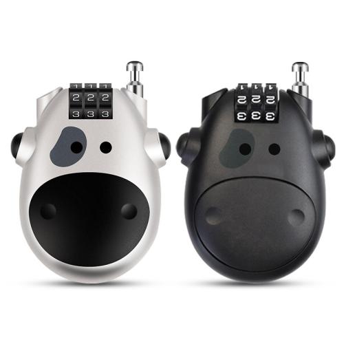 Cow-themed Combination Lock Retractable Steel Wire