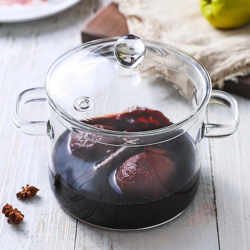 High-borosilicate Glass Pot, Double-handled Soup Pot