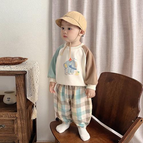 Plaid Top And Pants Set For Baby Boys