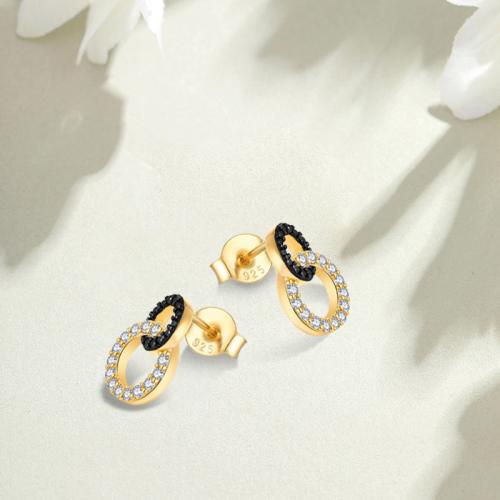 SpringSummer Fashion New Arrival Zircon Double-layer Circular Two-tone Earrings For Women