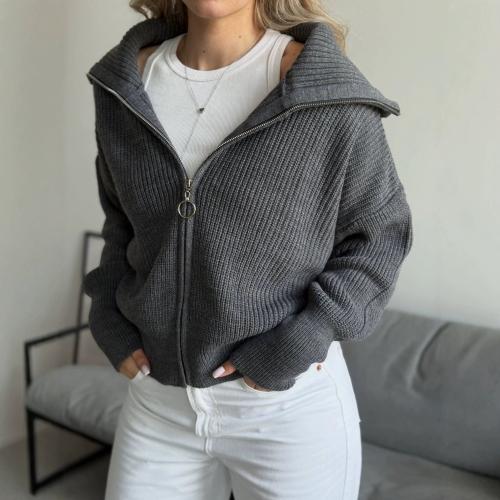 AutumnWinter Thickened Loose-fit V-neck Zip-up Jacket In European And American Style