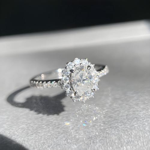 Oval Moissanite Sterling Silver Sunflower Ring