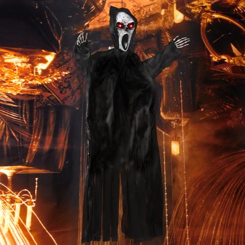 Halloween Decoration Screaming Scarecrow Hanging Ghost Voice-controlled Luminous Sound Pendant Ba…