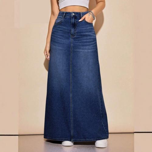 Womens Slimming, Versatile, Washed-look Denim Skirt