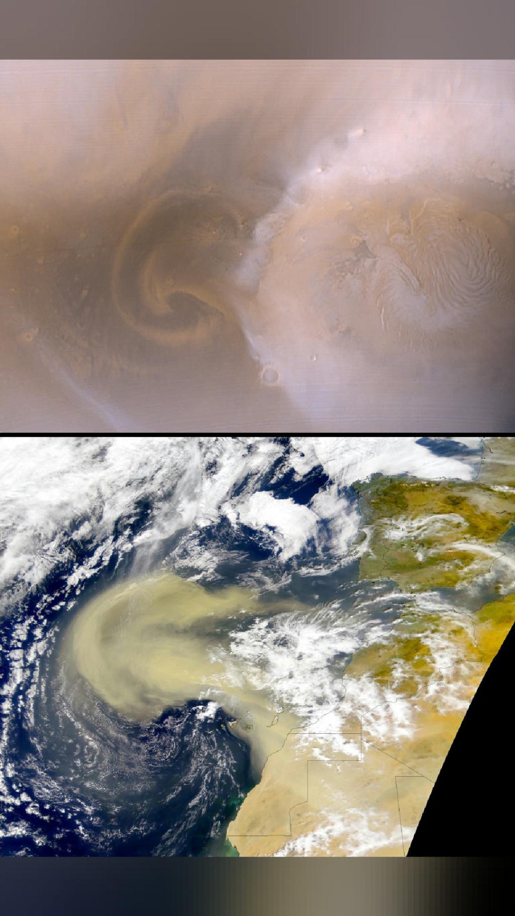 your daily awe A Polar Martian Dust Storm On August 29, a large dust…