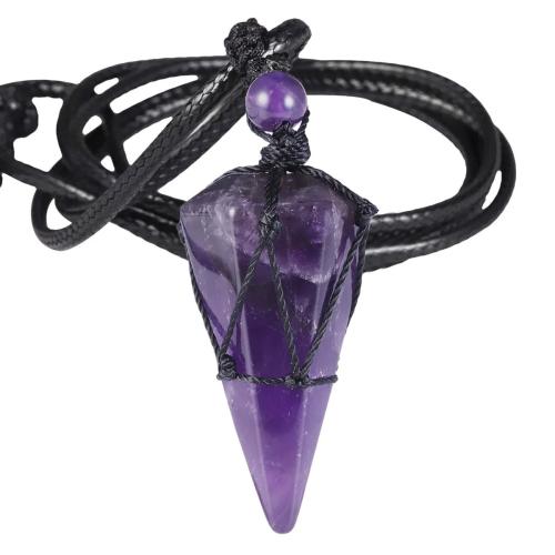 Natural Stone Three-Dimensional Hexagonal Pendulum Necklace