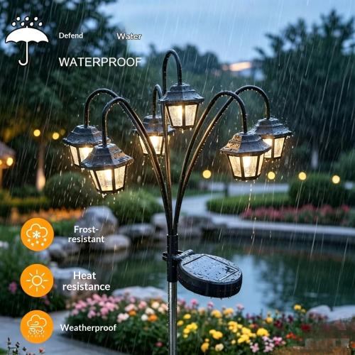 Cross-border Product Solar-powered Hexagonal Palace Lantern Garden And Villa Lawn Landscape Lamp…