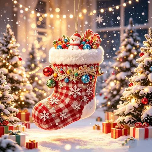 Christmas Gift Flat Keychain Ornament