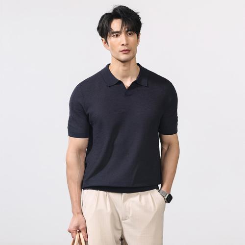 Men's Short-sleeve T-shirt, Loose-fit Polo Knit Sweater
