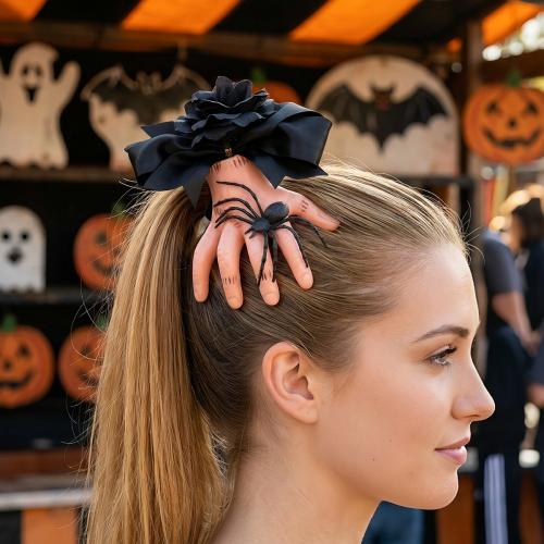 Retro Halloween Decorative Bow Spider Hair Clip